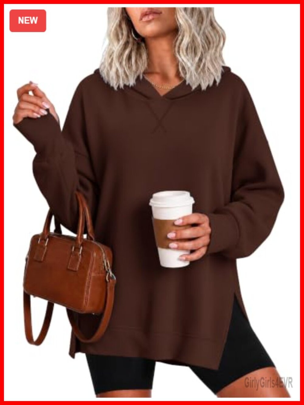 Oversized Fleece Hoodie Pullover Sweatshirt with Thumb Holes